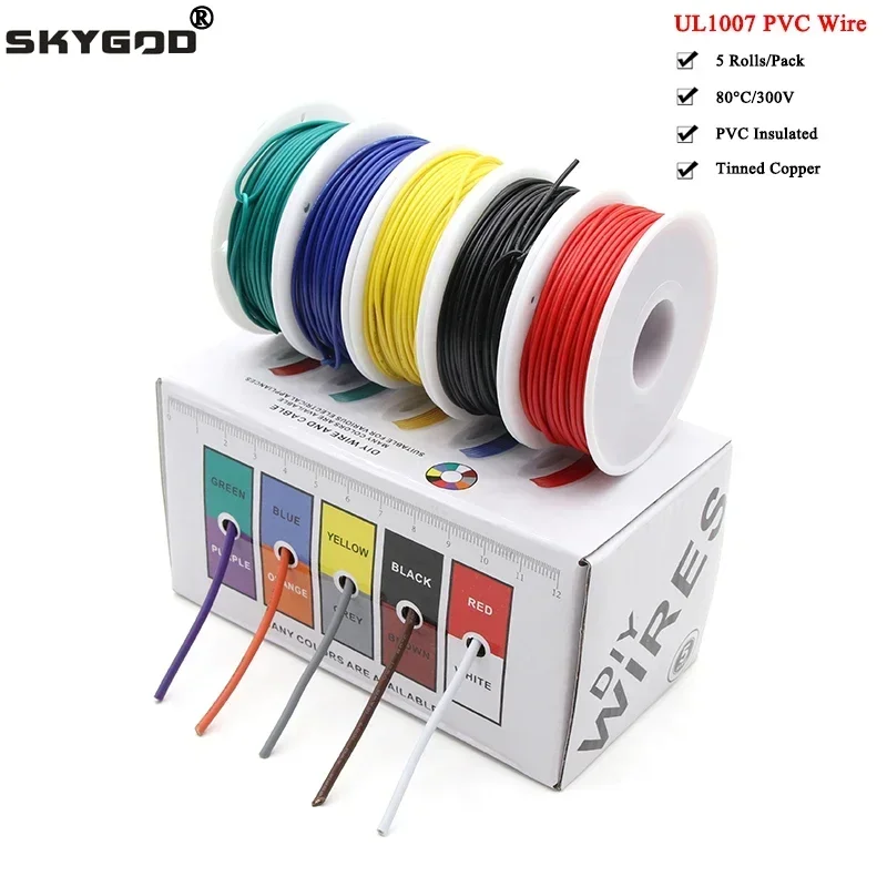 Wire 22 Gauge Copper - (5 cores mix kit) ul1007 fio