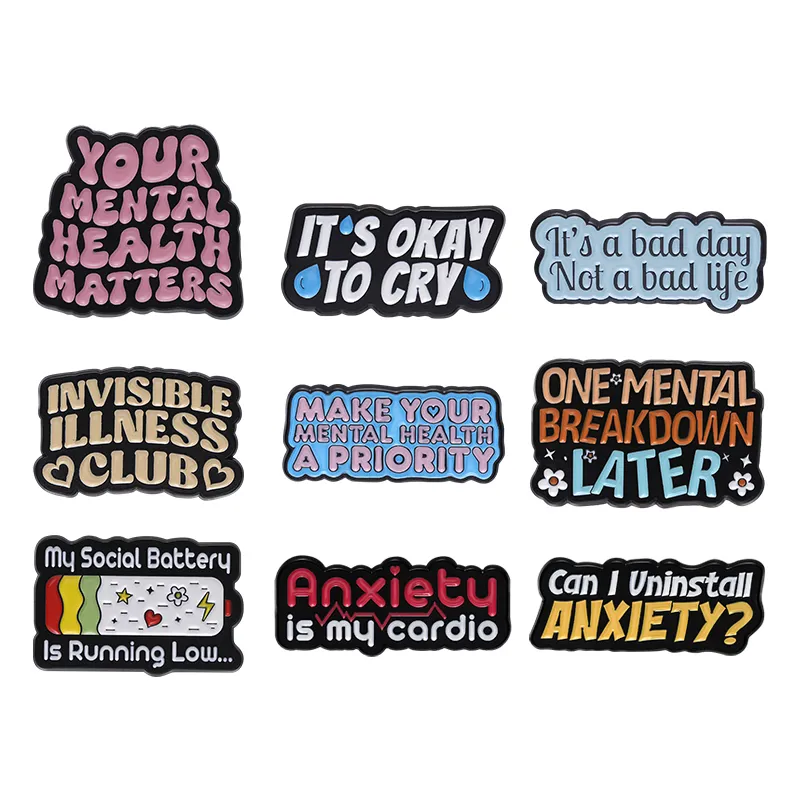 Citação ansiedade broche esmal - Jewelry Making Quotes avaliação e preço